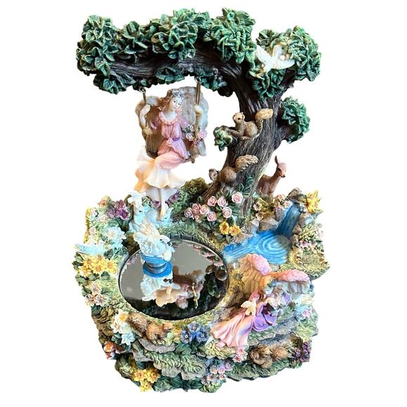 VTG Musical Animated Angel & Swan Sculpture Classic Angels We Have Heard on High - Picture 1 of 6